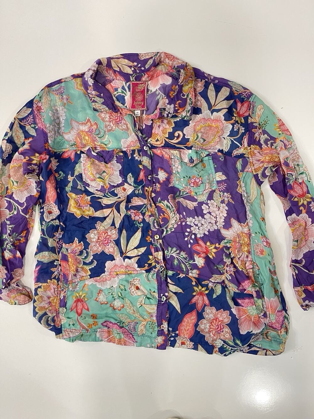 Johnny Was Womens Vivienne Leya Button Up Shirt C11524A Boho Chic Plus Size XXL